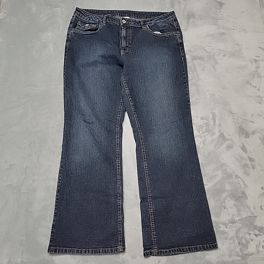 Bootcut Flap Pocket Jeans Womens 16P Blue Organic Cotton Stretch Y2K Retro Style